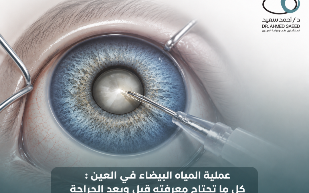عملية المياه البيضاء في العين كل ما تحتاج معرفته قبل وبعد الجراحة