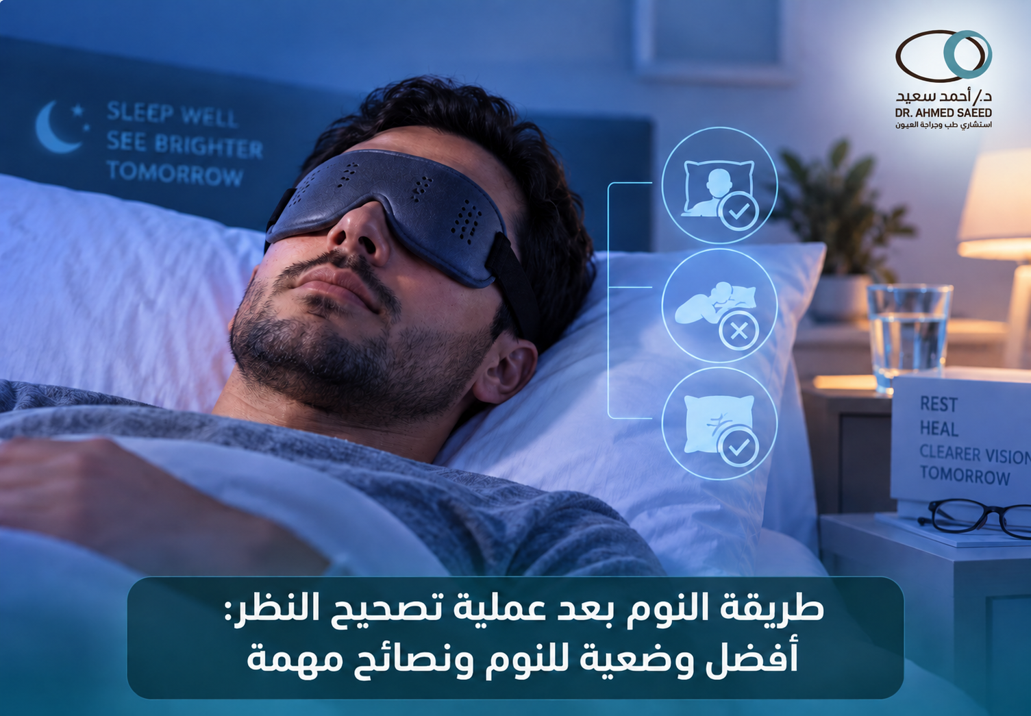 طريقة النوم بعد عملية تصحيح النظر أفضل وضعية للنوم ونصائح مهمة